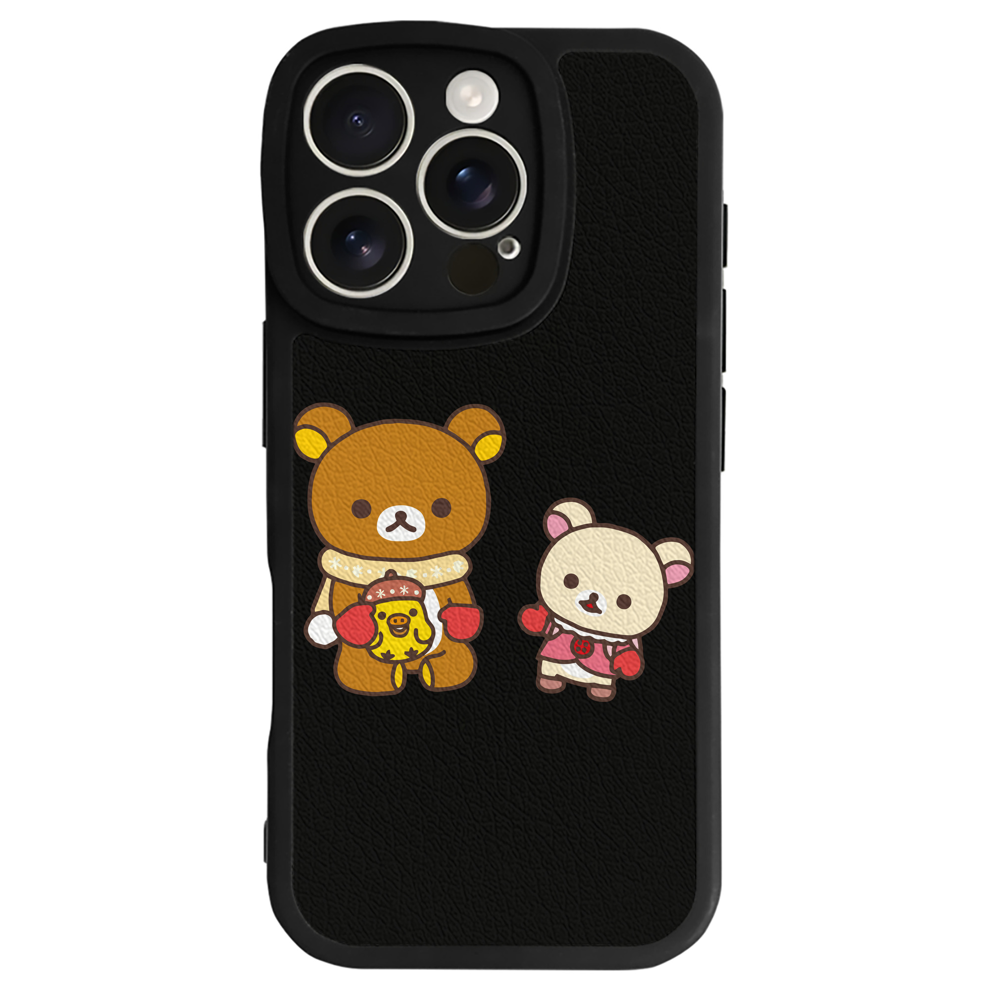 （画像用） リラックマ リラックマ キイロイトリ Rilakkuma Korilakkuma Kiiroitori 【iPhone 16シリーズ対応】シリコンスマホケース（レザー調） 材質：シリコン
